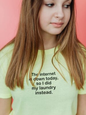 Girl in Tshirt with Humorous Text Print