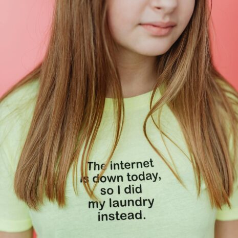 Girl in Tshirt with Humorous Text Print